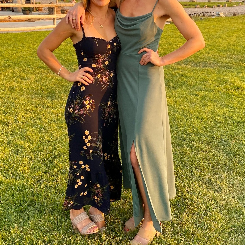 Birdy Grey Ash Crepe Dress in Sea Glass, Size S. Pre-hemmed :)